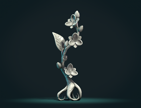 twig tree sculpture roots flowers leaf bark art statue forest plant floral tree-trunk brunch tabletop 3d print model - Mito3D