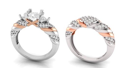 bükülme prenses kesmek nişan yüzük kombinasyonlar Aşk romantik elmas mücevher altın evlilik mücevherler KADIN platin sevgili düğün grup şerit katlama kurdele yıldönümü Altın gül 3d print model - Mito3D