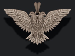 two-headed eagle pendant 3d print model in pendants 3dexport american bald claws falcon feathers fly gold hawk headed hunt jewelry nature predator silver two wild wings 3d print model - Mito3D