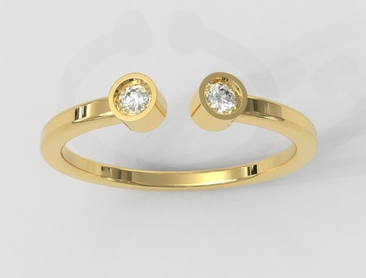 two diamonds ring 3d print model in rings 3dexport gold jewelry pauloranieri trendy fashion modern silver letter double diamond gemstone gems diamond-ring gemstone-ring gem-ring two-diamonds 3d print model - Mito3D