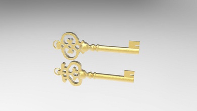 two keys pendant gold silver jewellery 3d print model - Mito3D