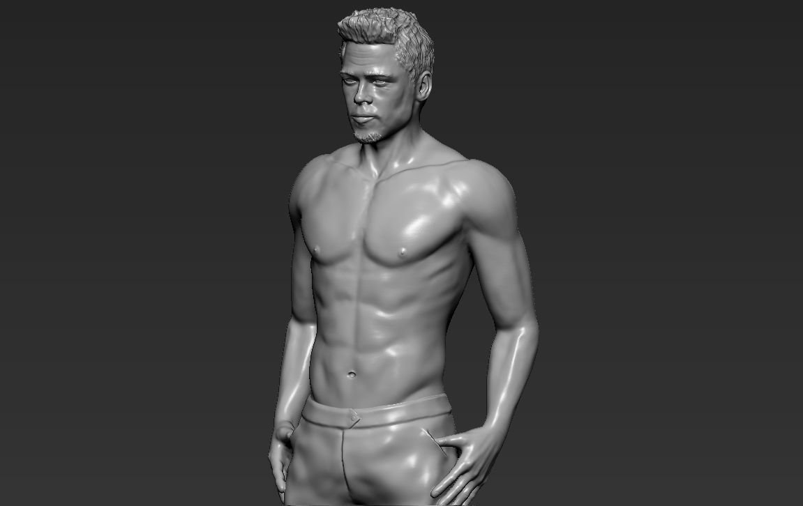 tyler durden brad pitt fight club 3d printing ready print model in figurines 3dexport movie muscle angelina jolie oscars hollywood celebrity tv character di caprio hanks 3D print model - Mito3D