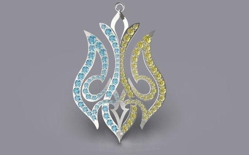 ukrainian coat arms pendants jewelry jewellery 3djewelrydesign 3djewelry ukraine army millitary rhinoceros gold silver gemvision zbrush 3ddesign 3d print model - Mito3D