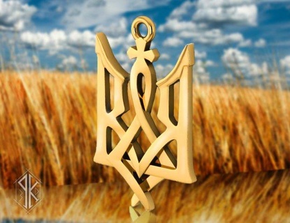 ukrainien trident pendentif pendentifs 3d impression modèle or argent 3dmodel ua modèles 3d print model - Mito3D