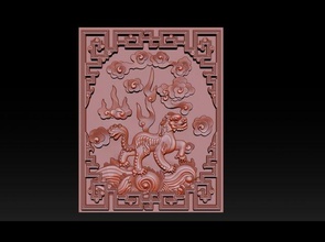 unicorn - cnc relief 3d print model in sculpture 3dexport phoenix asian dragon magic turtle wood carving wonder statue screen ancient gilded carved wooden pagoda panel 3d print model - Mito3D