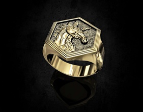 unicorn ring ring 3d printable stl rings gold silver platinum sterling fashion men animal horse unicorn fantasy fiction creature relief horn jewellry