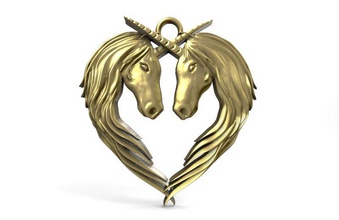 unicorns pendant 3d print model in pendants 3dexport unicorn horse heart pegasus jewelry jewel fashion art love 3d print model - Mito3D
