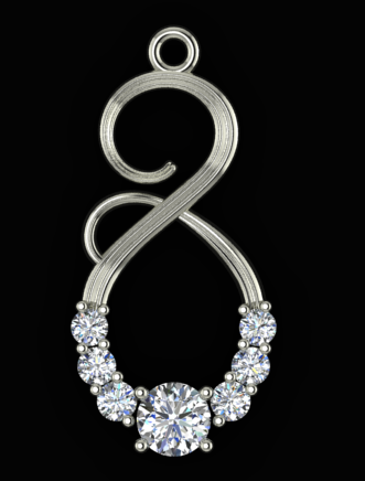 uniq diamond pendant 3d print model in necklaces 3dexport necklace beautiful silver gold woman fashion girl 3D print model - Mito3D
