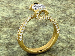 uniq estilo de anel a mulher ouro prata diamante jóias 3d print model - Mito3D