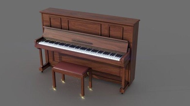 upright piano 3d model in 3dexport musical grand instrument poly asset unity brass pbr unreal 4k architectura 3d print model - Mito3D