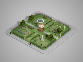 städtisch Park Quadrat Stadt Architektur Spiel Lowpoly poly Kinder Ort Block Stadtbild Anlagegut 3d print model - Mito3D