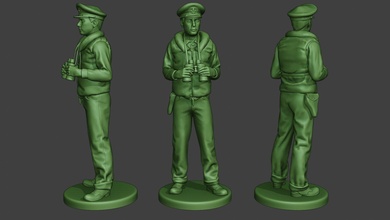us navy officer ww2 binoculars usn1 miniature figure sculpture man soldier war military army naval american sailor allies usa boat ptboat task forces 3d print model - Mito3D