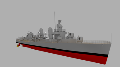 uss fletcher dd-445 destroyer 3d model in battleship 3dexport navy ship warship war ocean sea battle 3d print model - Mito3D