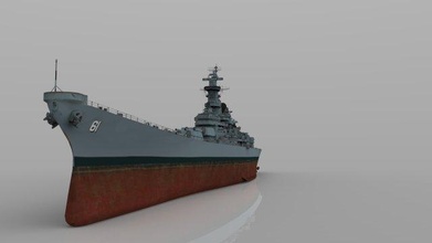 uss iowa bb 61 3d modello in sottomarino 3dexport veicolo nave corazzata moto d'acqua militare marina guerra class america us esercito 3d print model - Mito3D