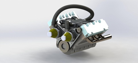 v6 engine full engineering print printable keychain 3d print model - Mito3D