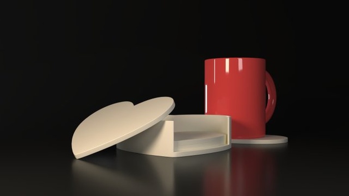 valentinstag untersetzer 3d drucken modell dekor 3dexport dekoration kaffee liebe herz 3d print model - Mito3D