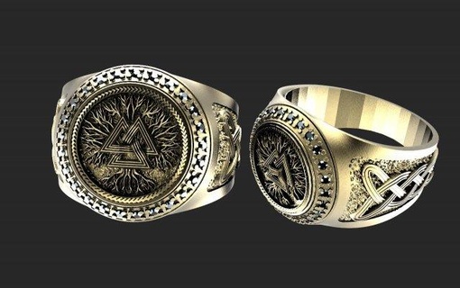Valknut bague anneaux viking nordique arbre vie bijoux 3d print model - Mito3D