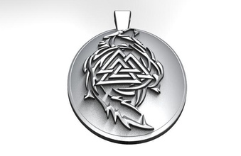 valknut wolf pendant 3d print model in earrings 3dexport viking jewelry medieval nordic norse symbol 3d print model - Mito3D