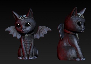 Vampir Katze Sammlerstücke Tiere Zeichen Halloween Dekoration Monster unheimlich Terror Haustier 3d print model - Mito3D