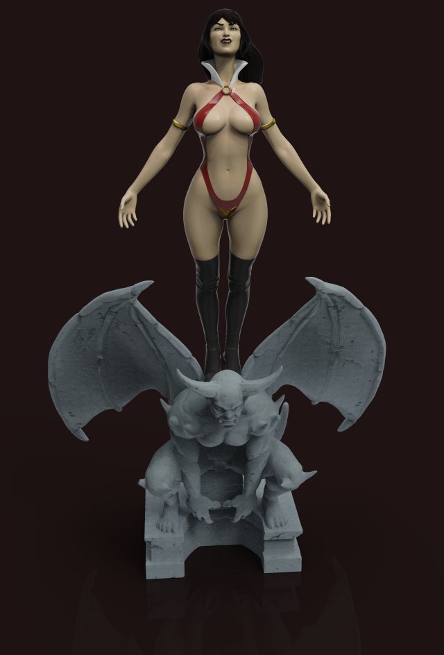 vampirella ventilateur art nsfw 3d impression modèle in femme 3dexport sexy érotique bandes dessinées manga film fille femelle gargouille vampire héros 3D print model - Mito3D