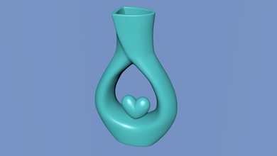 vase heart flowers decoration romance 3d gift accessoires 3d print model - Mito3D
