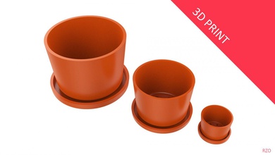 vase plate plant 01 3 different sizes houseware gift detail interior pot decoration architectural print 3d-printing 3d-printable printable flower traditional house 3d print model - Mito3D