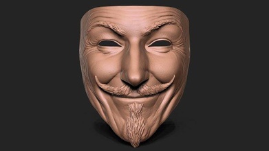 vendetta mask 3d print model in figurines 3dexport guy fawkes anonymous face halloween symbol portrait protest hacker anti corruption revolution freedom character man miniatures 3d print model - Mito3D