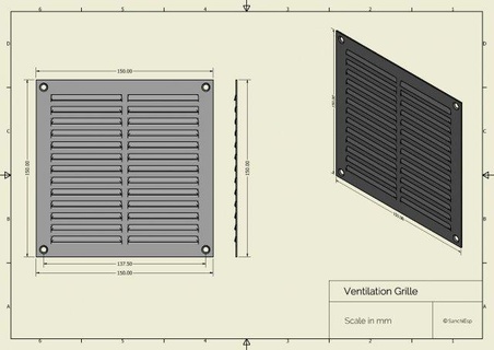 ventilation grille bathroom kitchen air bunker filter diy house 3d print exterior printable screw plastic pla abs rejilla ventilacion dining 3d print model - Mito3D