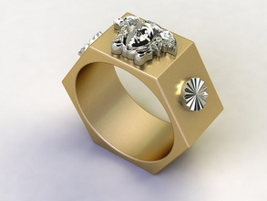 versace esagono squillare 3d stampa modello in anelli 3dexport oro gioiello medusa argento stampabile gioielleria 3d print model - Mito3D