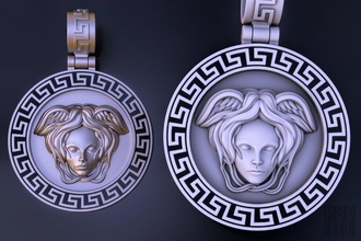 versace pingente jóias jóia pendente stl obj cnc impressão printable medusa a moda estilo marca ouro de prata 3d print model - Mito3D