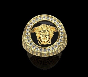 versace ring 1531 rings jewelry 3d cad 3dmodel bracelet earring rhino matrix zbrush keyshot magics rend rendering modeling jewellery pendant gorgona medusa 3d print model - Mito3D