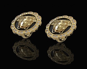 versace rose earrings 3d printable stl gold silver platinum sterling gems jewel women brilliant stylish diamond versace medusa logo relief earring earrings jewellry