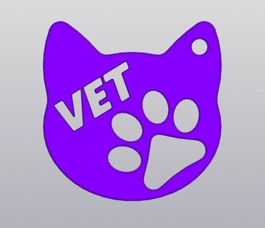vet keychain gift veterinarian free decor cat kitty kitten tomcat animal pet dog puppy paw trinket charm pendant 3d print model - Mito3D