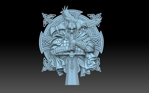 viking viking-axe viking-sword vikings warrior soldier cnc relief pedant panel ornament 3d print model - Mito3D