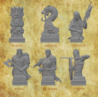 viking chess set stl board games bishop game king pawn rook horse boardgame vikings queen 3d print model - Mito3D