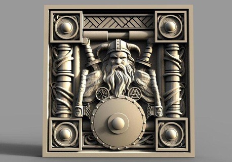 viking cnc sculpture knot norse axe shield relief carveco artcam aspire 3d print model - Mito3D