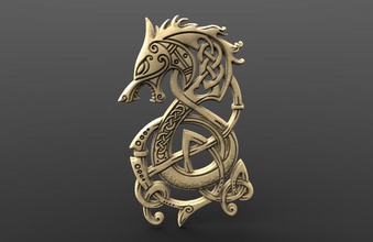 viking dragon 4 cnc art signe logo bas relief celtique nœud 3d print model - Mito3D