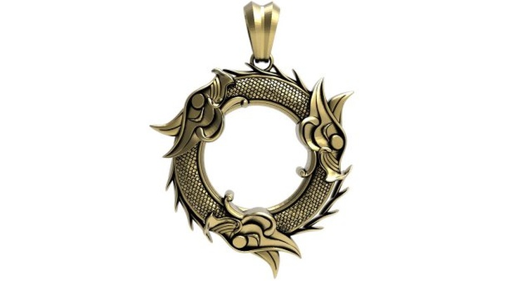 viking dragon pendant 3d print model in pendants 3dexport jewelry 3dmodel stl 3d print model - Mito3D