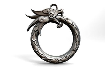viking dragon pendant 6 jewelry jewel medieval fantasy 3d print model - Mito3D