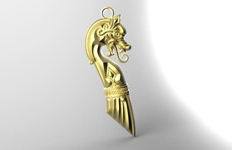 viking dragon pendentif bijoux bijou médiéval fantaisie 3d print model - Mito3D