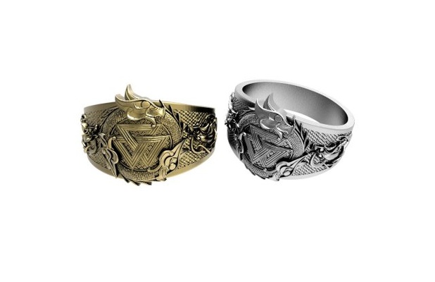 viking dragon ring 3d print model in earrings 3dexport jewelry jewel knot celtic 3d print model - Mito3D