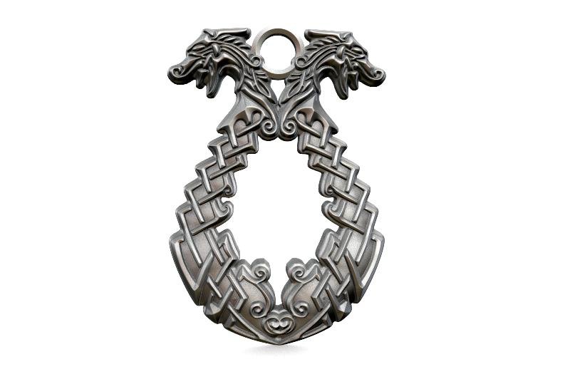 viking dragons pendant dragon jewelry jewel norse fantasy knot celtic 3D print model - Mito3D