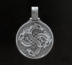 viking fylfot croix gammée de la mode bijoux d'argent collier modèle une wolf shining celtique luxe ornement conception cire cnc imprimable style 3d print model - Mito3D