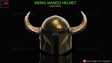viking mandalorian helmet - buffalo horns high quality model 3d print in toys 3dexport cosplay mask armor jedi han solo mando starwars star wars barbariant bufflalo games 3d print model - Mito3D