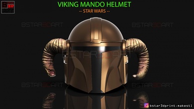 vikingo mandaloriano casco cabra cuernos alto calidad modelo 3d impresión cosplay máscara armadura Jedi mando guerra Galaxias estrella guerras 3d print model - Mito3D