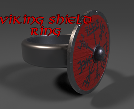 viking shield ring ready print 3dprintable metal rock jewelry jewellery silver iron gold arm finger gem knight crusader looter 3d print model - Mito3D