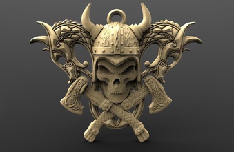 viking skull 6 3d print model in pendants 3dexport pendant keychain jewelry fashion art medieval cnc 3d print model - Mito3D