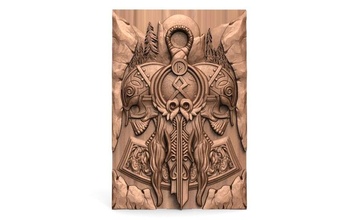 viking skull cnc 3d print model in signs logos 3dexport art relief artcam medieval fantasy thor hammer 3d print model - Mito3D