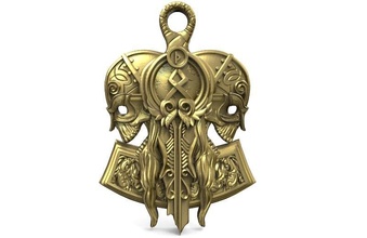 viking kafatası kolye Skukll takı mücevher Ortaçağa ait fantezi Odin Thor çekiç 3d print model - Mito3D