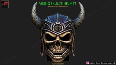 viking guerrier crâne casque Halloween cosplay masque 3d impression modèle armure diablo Dieu guerre nordique horreur Chevalier mort Jeux 3d print model - Mito3D